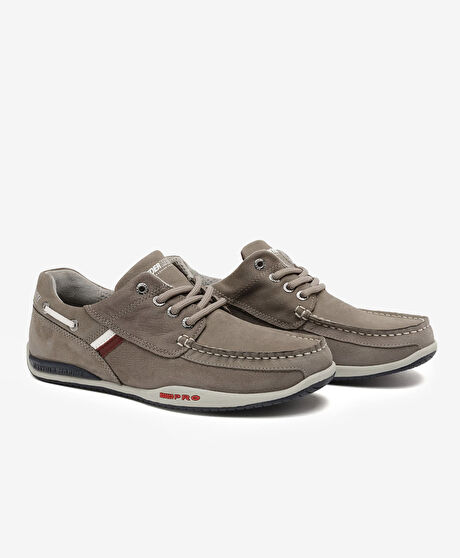 Erkek Gri Hakiki Deri Marine Ayakkabı