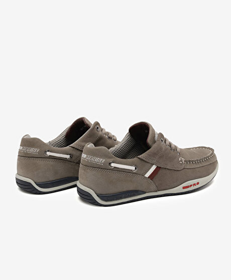 Erkek Gri Hakiki Deri Marine Ayakkabı