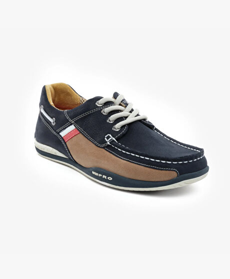 Erkek Lacivert Hakiki Deri Marine Ayakkabı