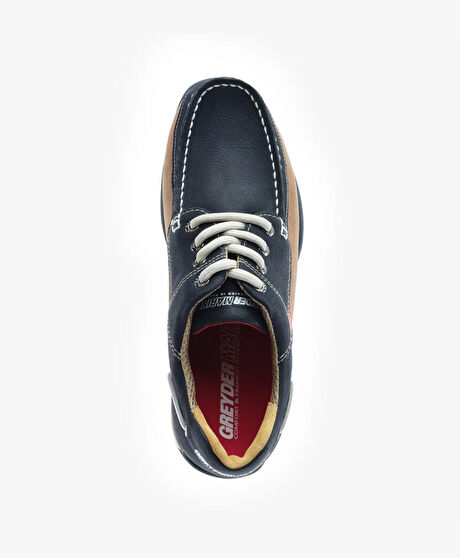 Erkek Lacivert Hakiki Deri Marine Ayakkabı