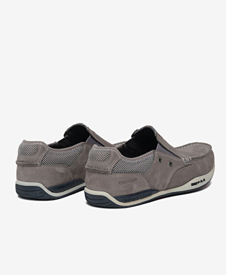 Erkek Gri Hakiki Deri Marine Ayakkabı