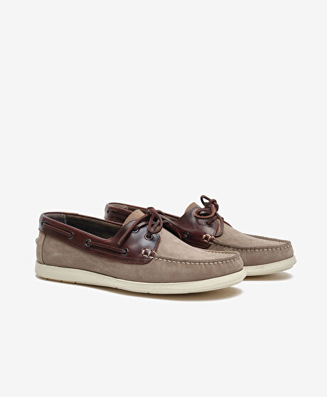 Erkek Vizon Hakiki Deri Marine Ayakkabı