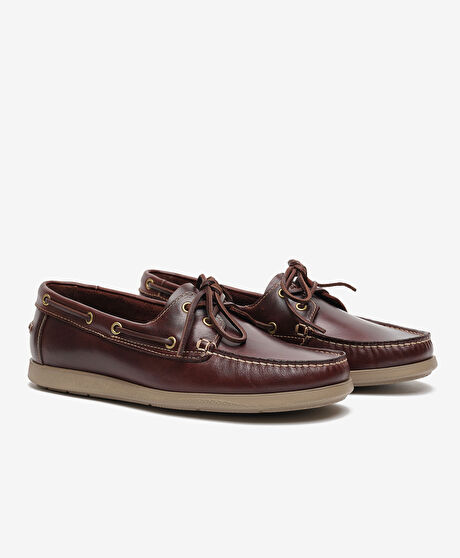 Erkek Kahverengi Hakiki Deri Marine Ayakkabı