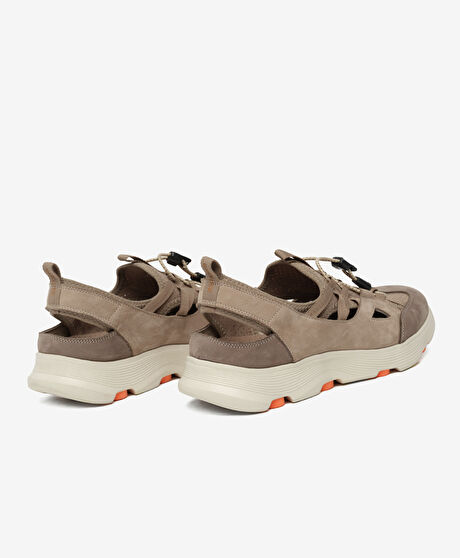 Erkek Vizon Nubuk Hakiki Deri Sandalet