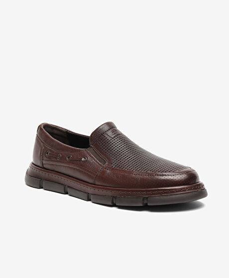 Erkek Kahverengi Hakiki Deri Comfort Ayakkabı