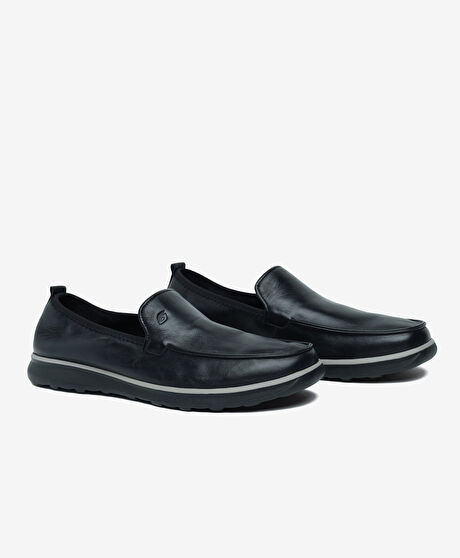 Erkek Siyah Hakiki Deri Casual Ayakkabı