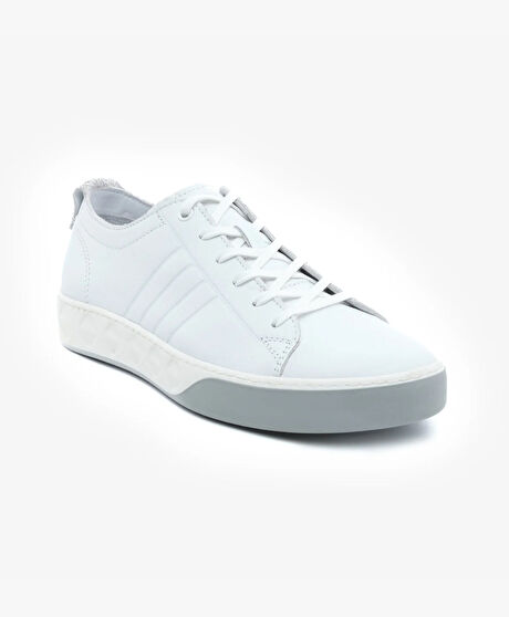 Erkek Beyaz Hakiki Deri Sneaker Ayakkabı