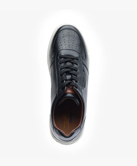 Erkek Siyah Hakiki Deri Sneaker Ayakkabı