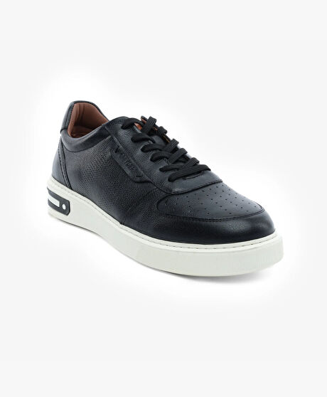 Erkek Siyah Hakiki Deri Sneaker Ayakkabı