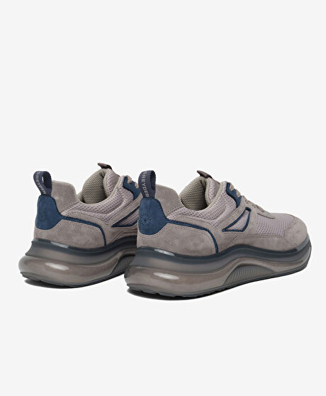 Erkek Gri Hakiki Deri Günlük Spor Ayakkabı