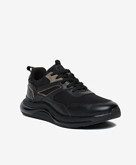 Erkek Siyah Hakiki Deri Günlük Spor Ayakkabı