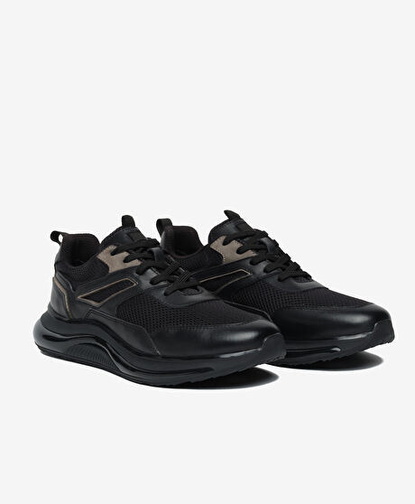 Erkek Siyah Hakiki Deri Günlük Spor Ayakkabı