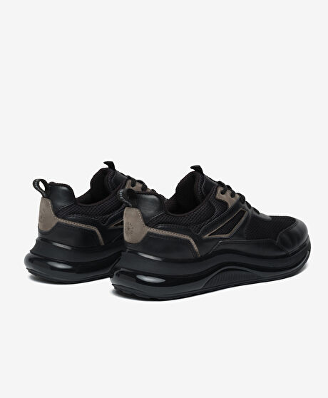 Erkek Siyah Hakiki Deri Günlük Spor Ayakkabı