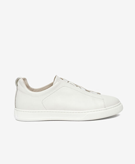 Erkek Beyaz Hakiki Deri Sneaker Ayakkabı