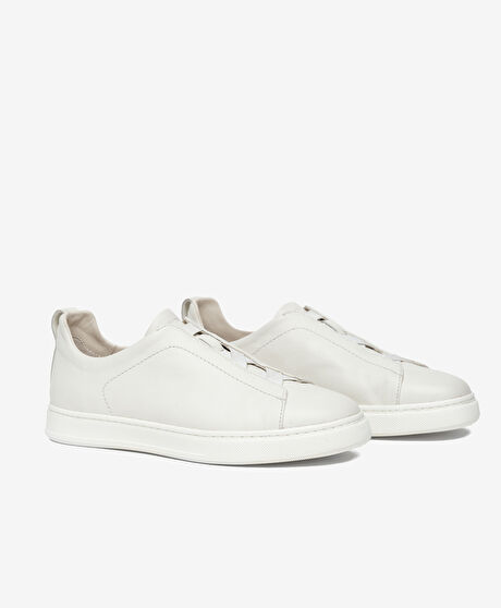 Erkek Beyaz Hakiki Deri Sneaker Ayakkabı