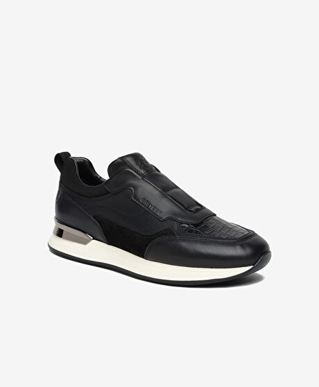 Erkek Siyah Hakiki Deri Günlük Spor Ayakkabı