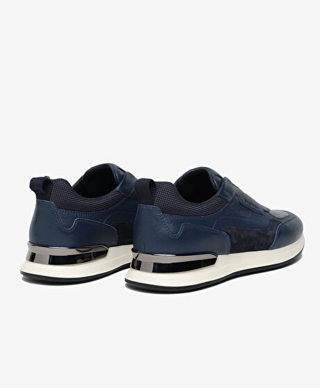 Erkek Lacivert Hakiki Deri Spor Ayakkabı