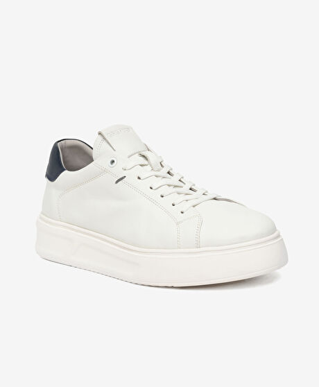 Erkek Beyaz Hakiki Deri Sneaker Ayakkabı