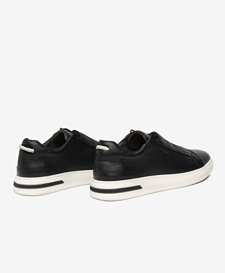 Erkek Siyah Hakiki Deri Sneaker Ayakkabı