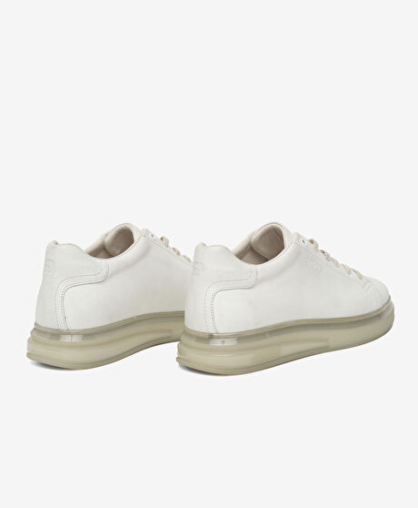 Erkek Beyaz Hakiki Deri Sneaker Ayakkabı