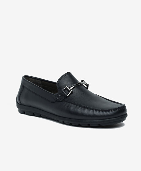 Erkek Siyah Hakiki Deri Loafer Ayakkabı