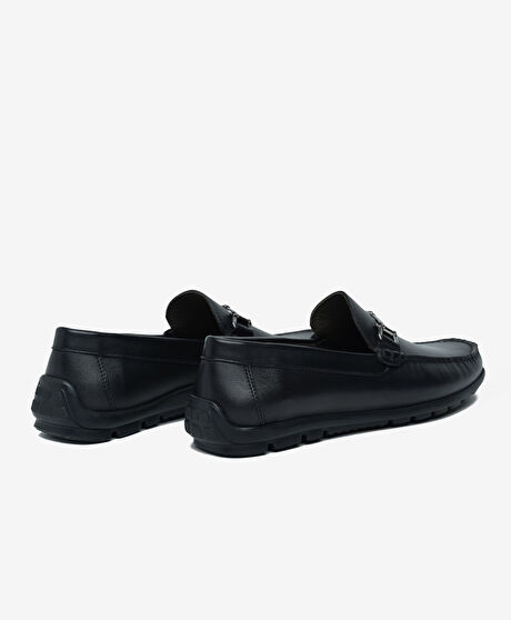 Erkek Siyah Hakiki Deri Loafer Ayakkabı