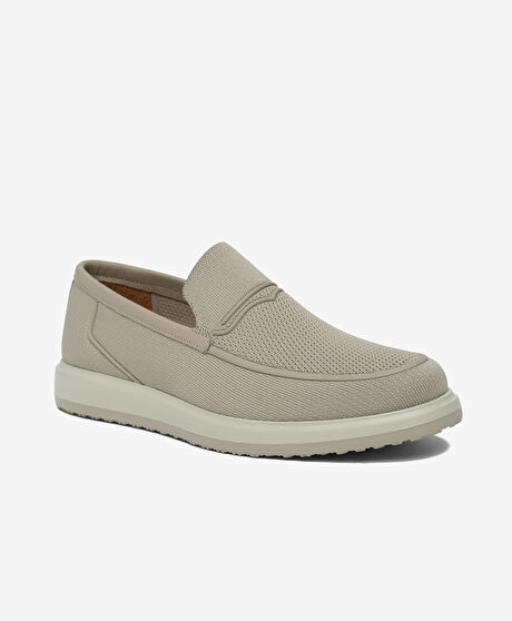 Erkek Bej Hakiki Deri Loafer Ayakkabı