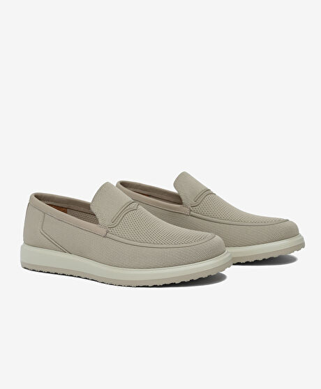 Erkek Bej Hakiki Deri Loafer Ayakkabı