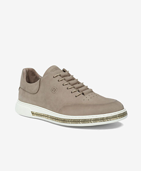 Erkek Vizon Nubuk Hakiki Deri Casual Ayakkabı