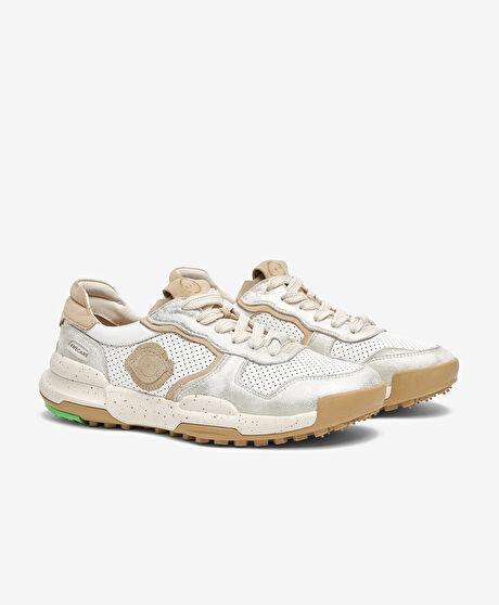 Kadın Altın Beyaz Hakiki Deri Spor Ayakkabı