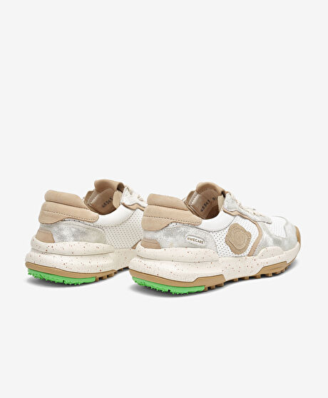 Kadın Altın Beyaz Hakiki Deri Spor Ayakkabı