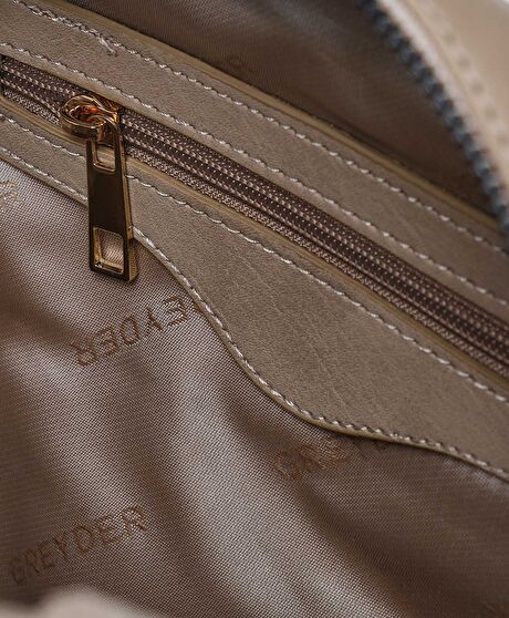 Kadın Bej Hakiki Deri Sırt Çantası