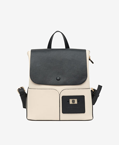 Kadın Bej Siyah Sırt Çantası