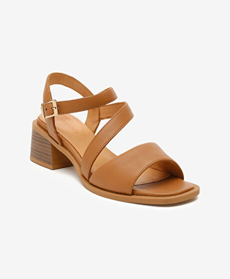 Kadın Taba Hakiki Deri Topuklu Sandalet