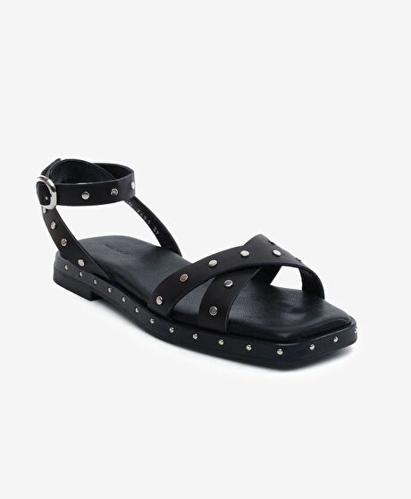 Kadın Siyah Hakiki Deri Sandalet