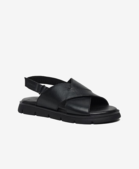 Kadın Siyah Hakiki Deri Sandalet