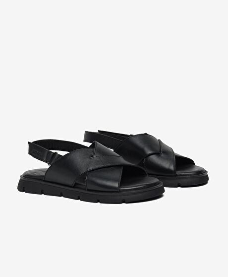 Kadın Siyah Hakiki Deri Sandalet