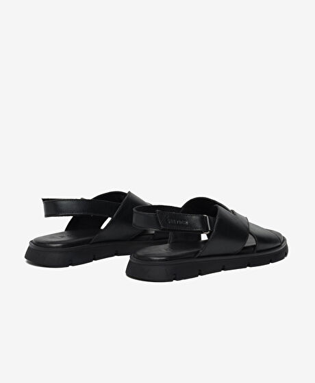 Kadın Siyah Hakiki Deri Sandalet