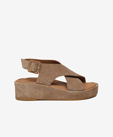 Kadın Tütün Hakiki Deri Comfort Sandalet