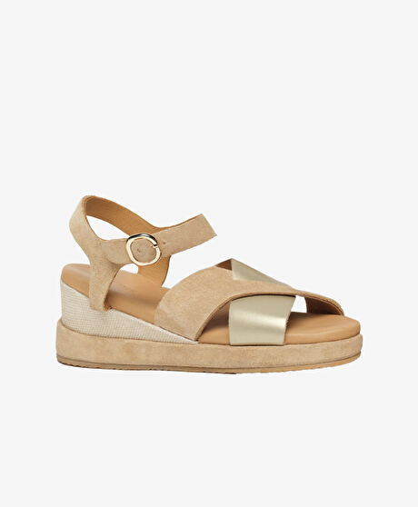 Kadın Bej Hakiki Deri Comfort Sandalet