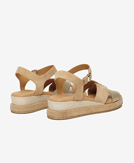 Kadın Bej Hakiki Deri Comfort Sandalet