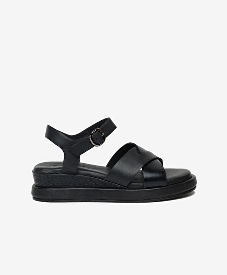 Kadın Siyah Hakiki Deri Comfort Sandalet