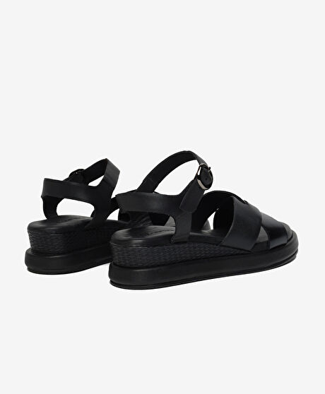 Kadın Siyah Hakiki Deri Comfort Sandalet