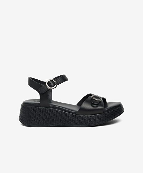 Kadın Siyah Hakiki Deri Comfort Sandalet