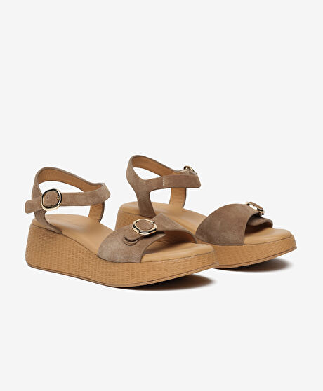 Kadın Tütün Hakiki Deri Comfort Sandalet