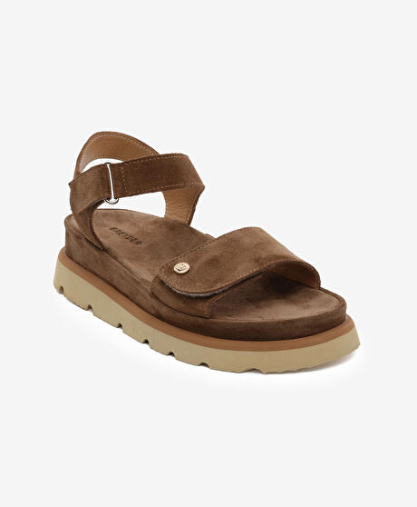 Kadın Sigaro Süet Hakiki Deri Sandalet