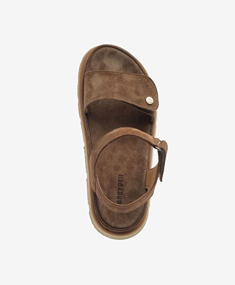 Kadın Sigaro Süet Hakiki Deri Sandalet