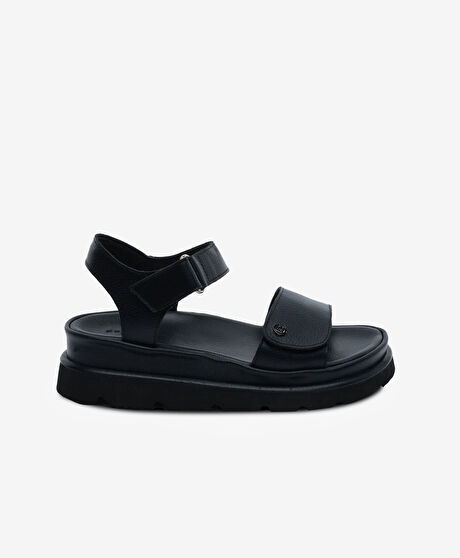Kadın Siyah Hakiki Deri Sandalet