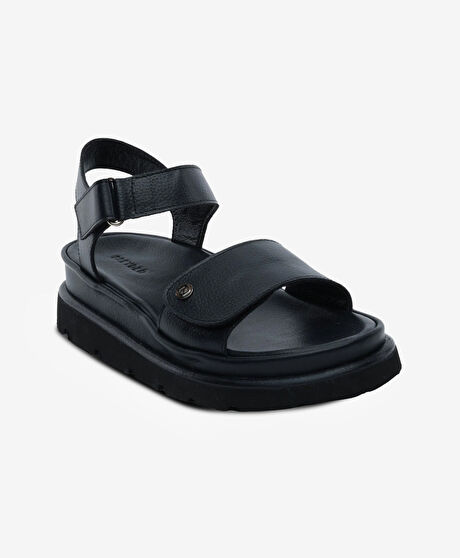 Kadın Siyah Hakiki Deri Sandalet