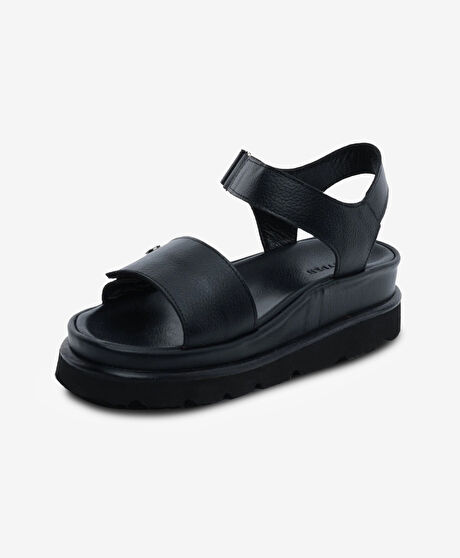 Kadın Siyah Hakiki Deri Sandalet